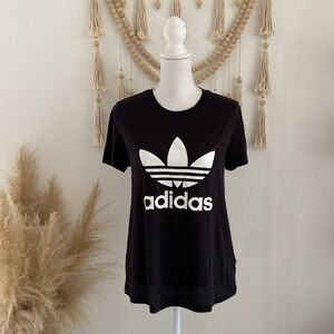 Adidas sheer black tee short sleeve crew neck graphic athletic athleiure xs